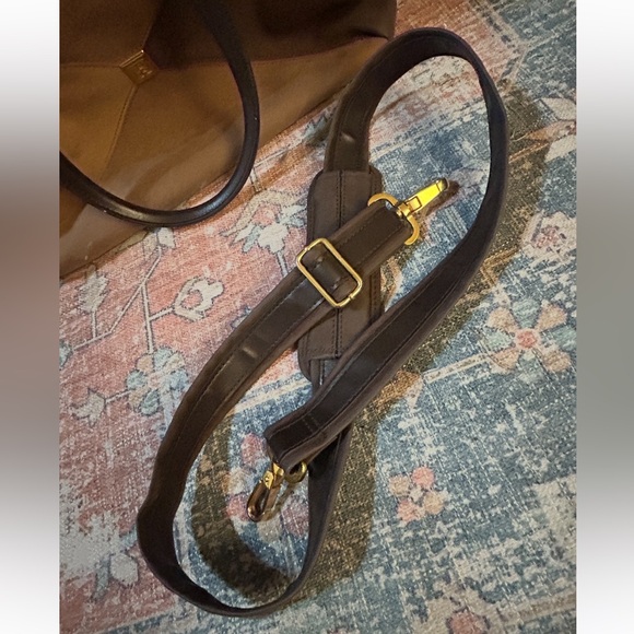 DIANE VON FURSTENBERG Two-Way Weekender Duffle Travel Bag Brown Suede Tri-Tone - Picture 14 of 16